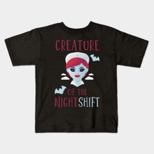 Creature of the night shift funny Nursing Halloween vampire nurse and bats design Kids T-Shirt